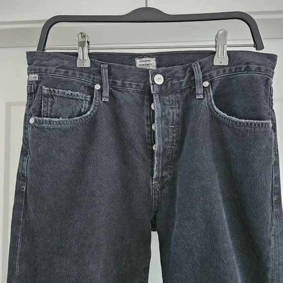 Citizens Of Humanity Liya Distressed Black Straight Leg Pants Size 28 - Picture 3 of 7